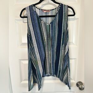 SJS Striped V-Neck Sleeveless Top - EUC